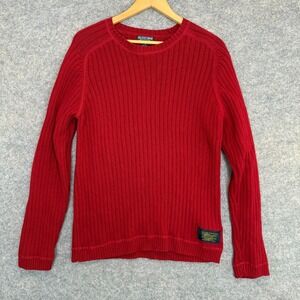 Polo Jeans Company Ralph Lauren Heavyweight Sweater Mens Large Ribbed Knit Red
